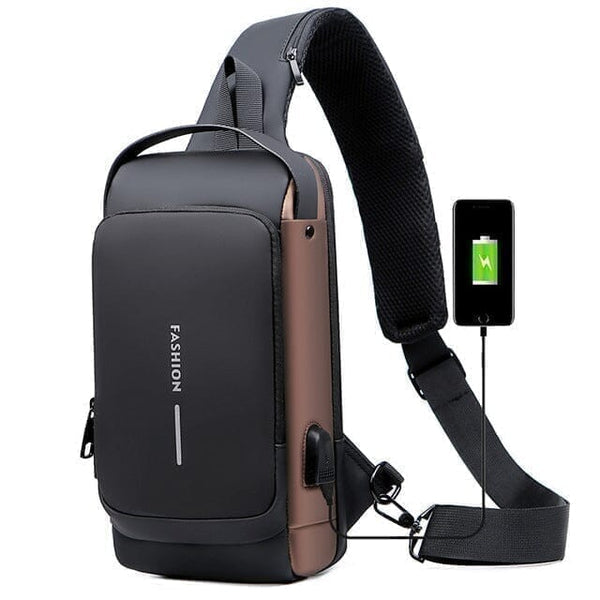Bolsa de Ombro Antifurto com Carregamento USB