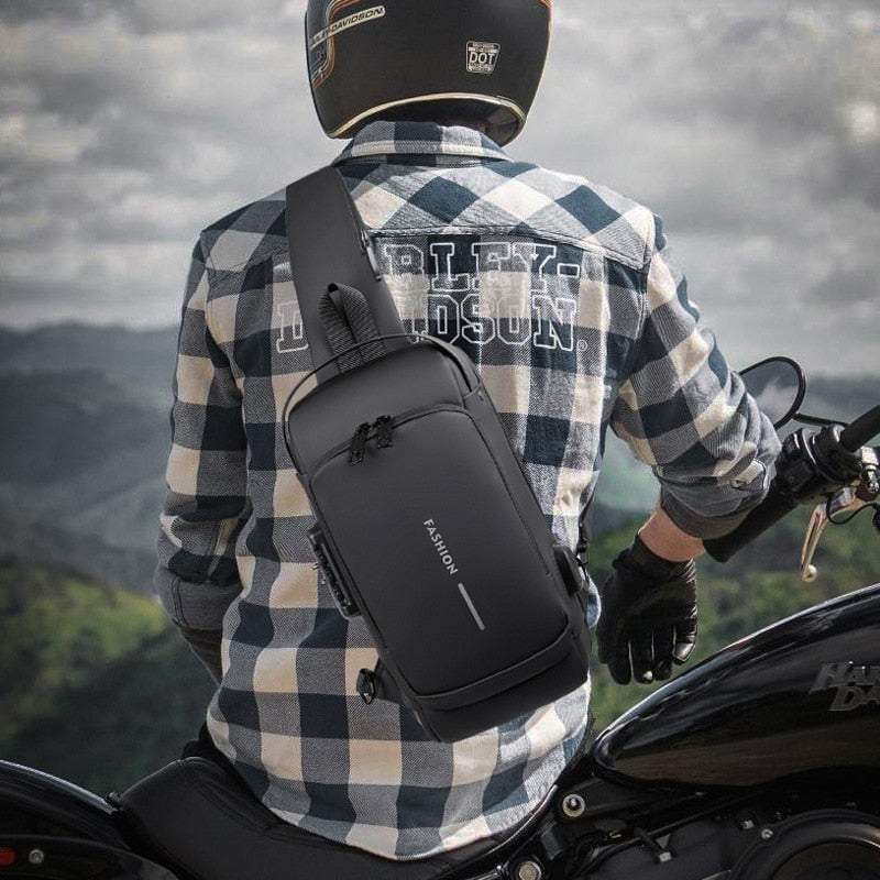 Bolsa de Ombro Antifurto com Carregamento USB