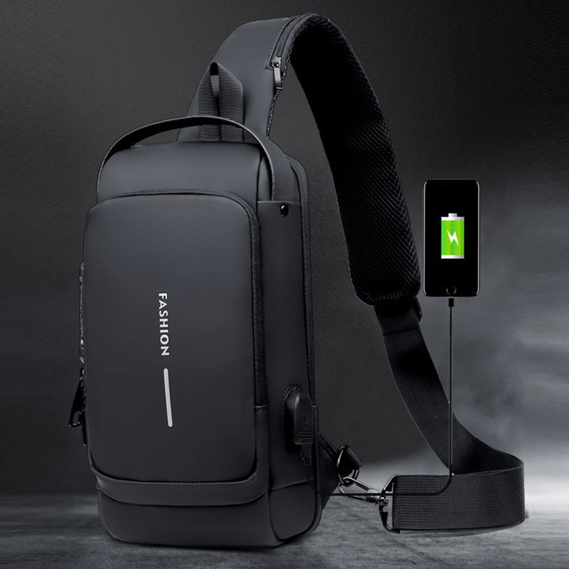 Bolsa de Ombro Antifurto com Carregamento USB